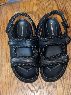 LEMONADE Black Braided Strap Women's Sandals NWOT